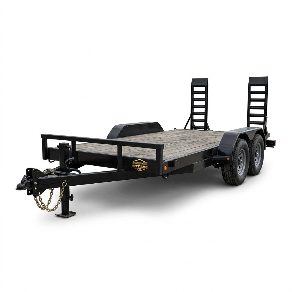 WhatsApp Image 2026-09-25 at 10.02.01 AM Siton Heavy-Duty Equipment Trailer with Fold-Up Rear Ramps and Tandem Axle - Image 1