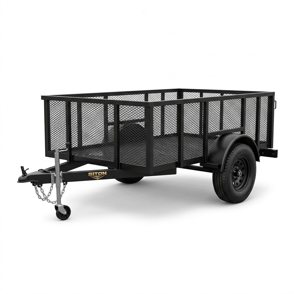 WhatsApp Image 2026-09-25 at 10.02.03 AM Siton Single Axle High-Sided Mesh Utility Trailer with Caster Jack - Image 1